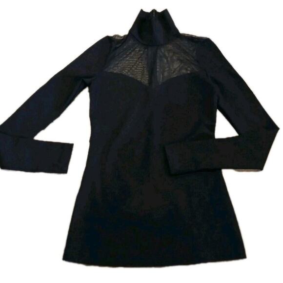 Lichi Top Sheer Panel long sleeves mock neck Dark ROMANTIC sophisticated XS - Picture 1 of 7
